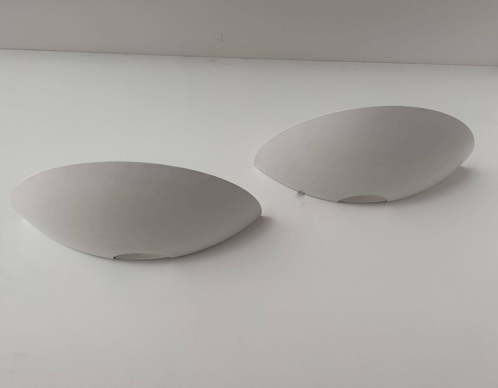 Pair Of Vintage Wall Lights, White Lacquered Metal, Germany 1980s photo furniture