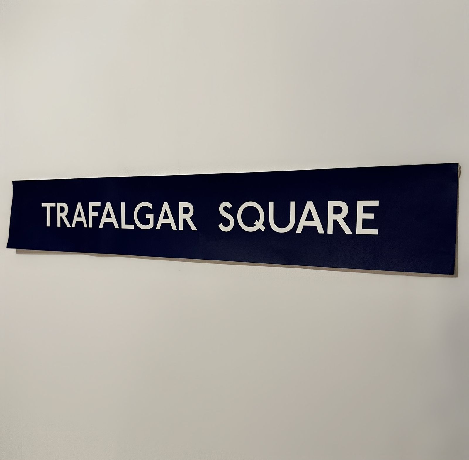Trafalgar Square Blue And White Cartridge Paper London Underground Sign, 1970 photo furniture