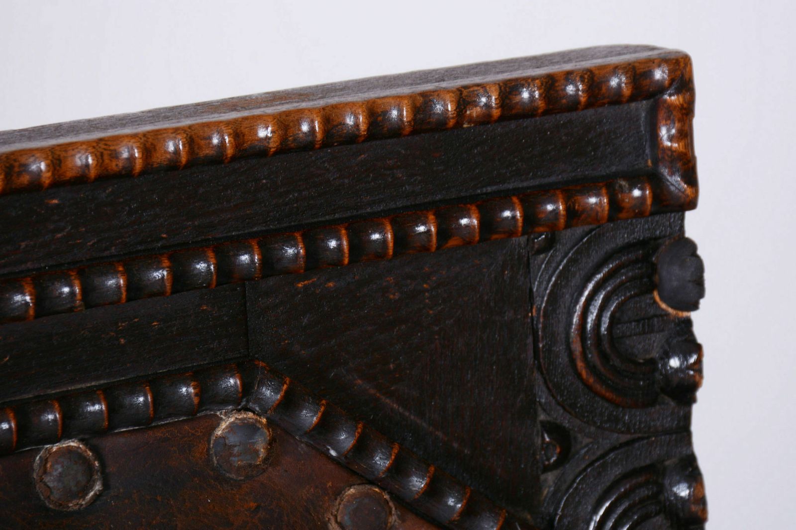 Set Of Four Cubist Chairs, By Josef Gočár, Solid Oak, Red Leather, Czech, 1910s photo 4450.0