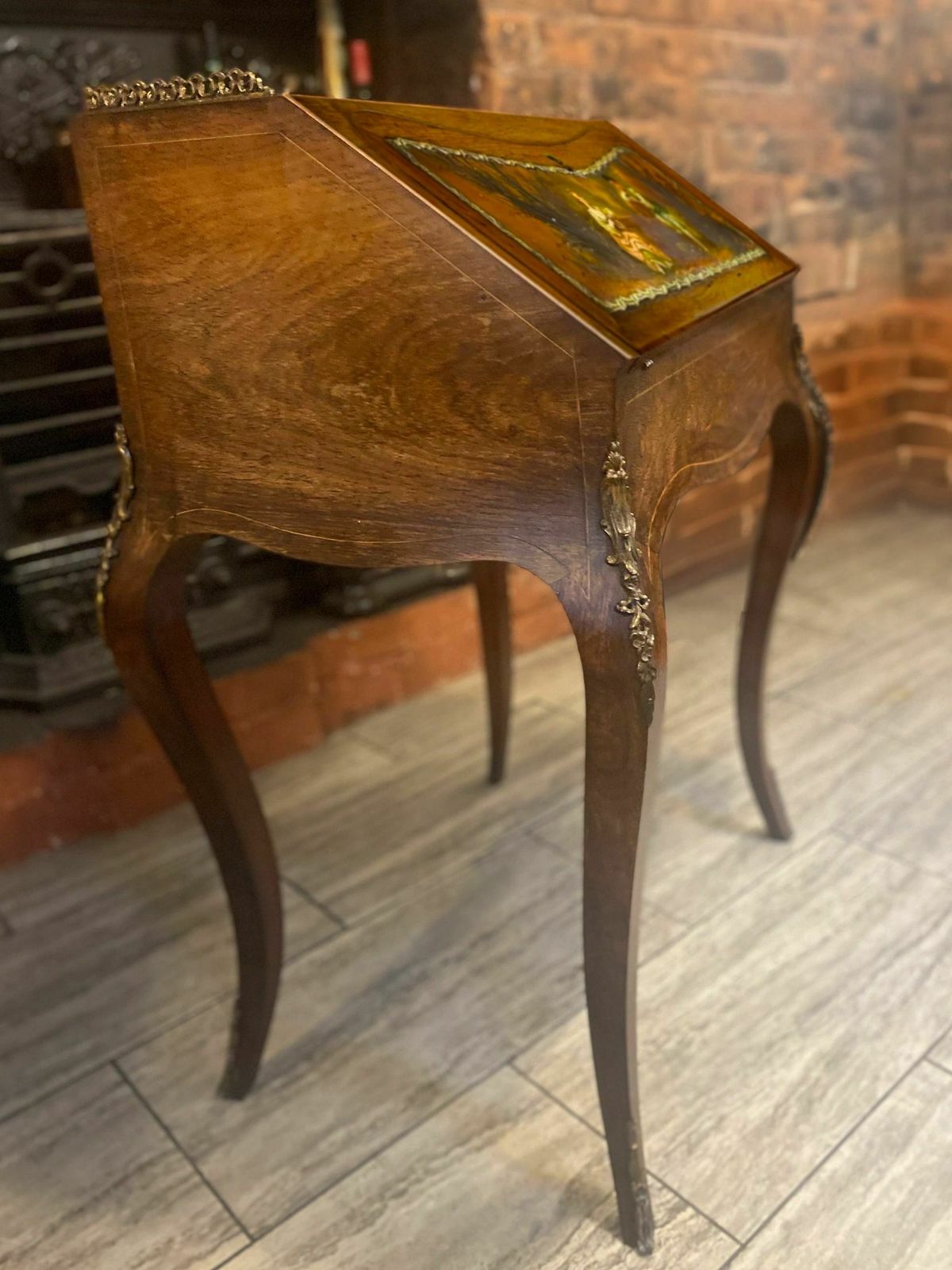 Antique Ladies French Writing Desk With Hand Painted Facade By Henri Martin photo furniture