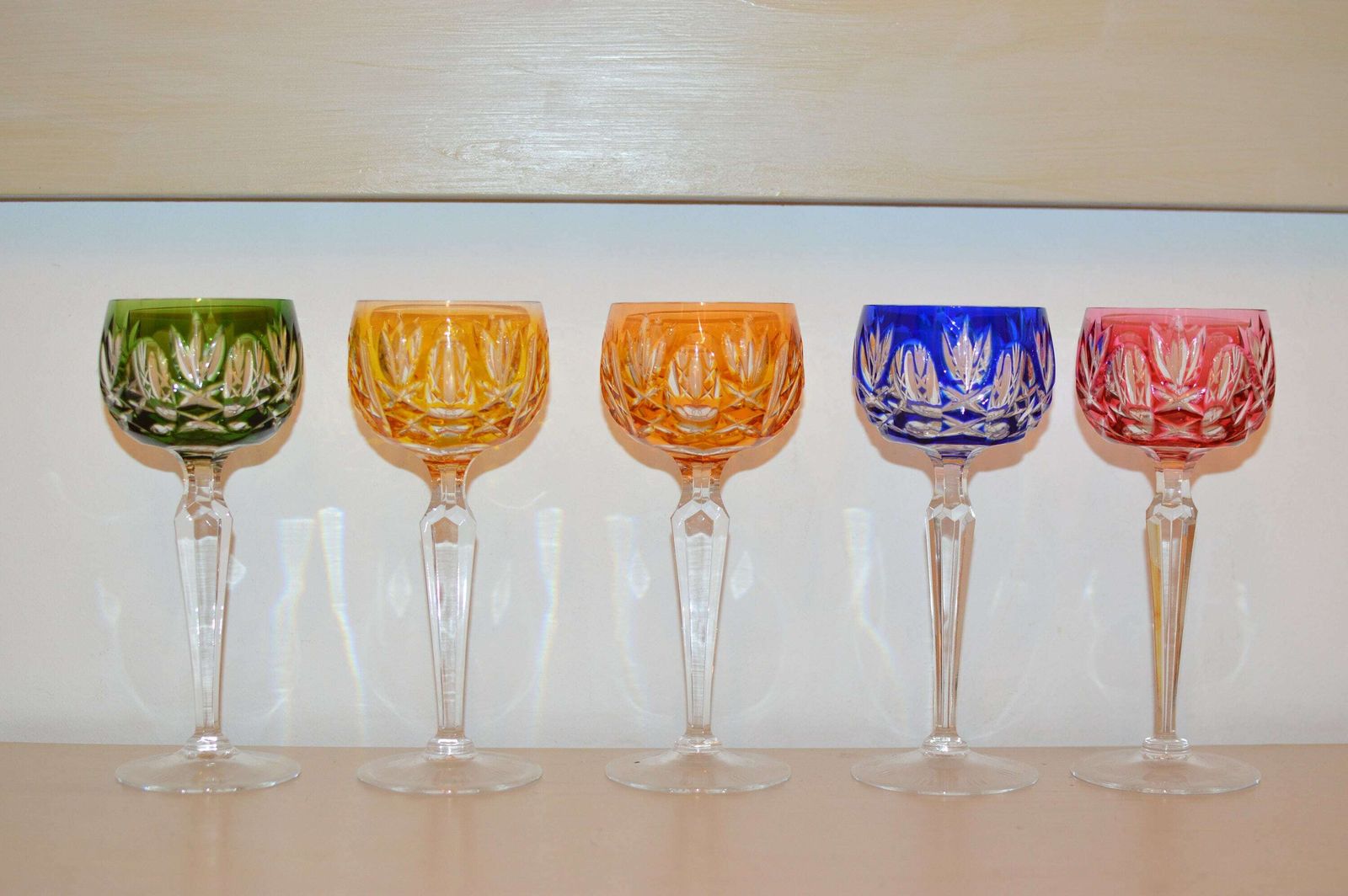 5 Crystal Wine Glass Color Wine Goblet | Cut Pattern By Nachtmann, photo vintage