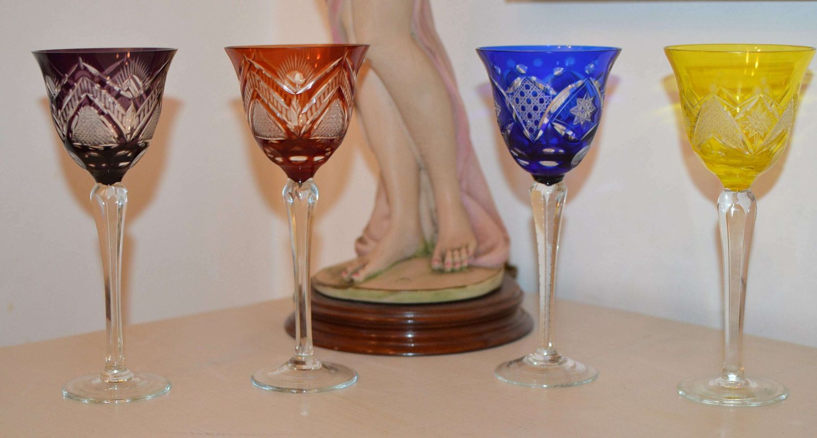 4 Crystal Wine Glass Color Wine Goblet | Cut Pattern By Nachtmann,
