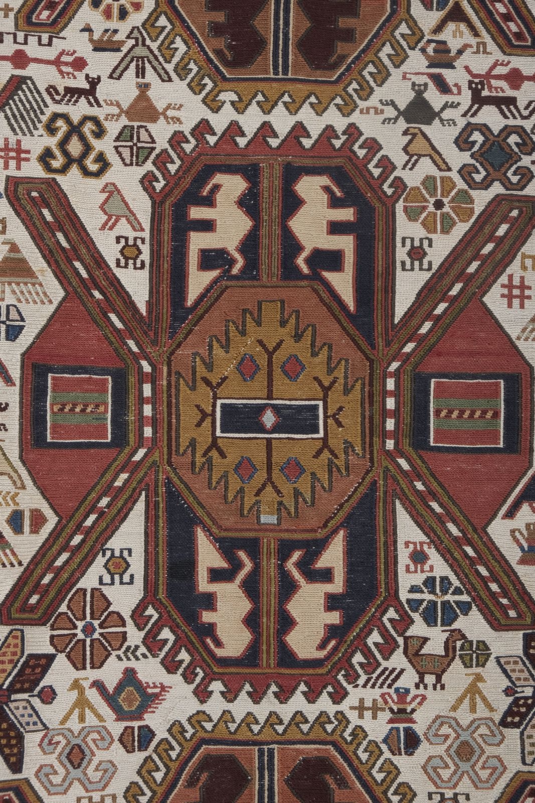 1960s Turkish Animal Pictorial Soumac Rug 3'4'' X 6'4'' photo vintage