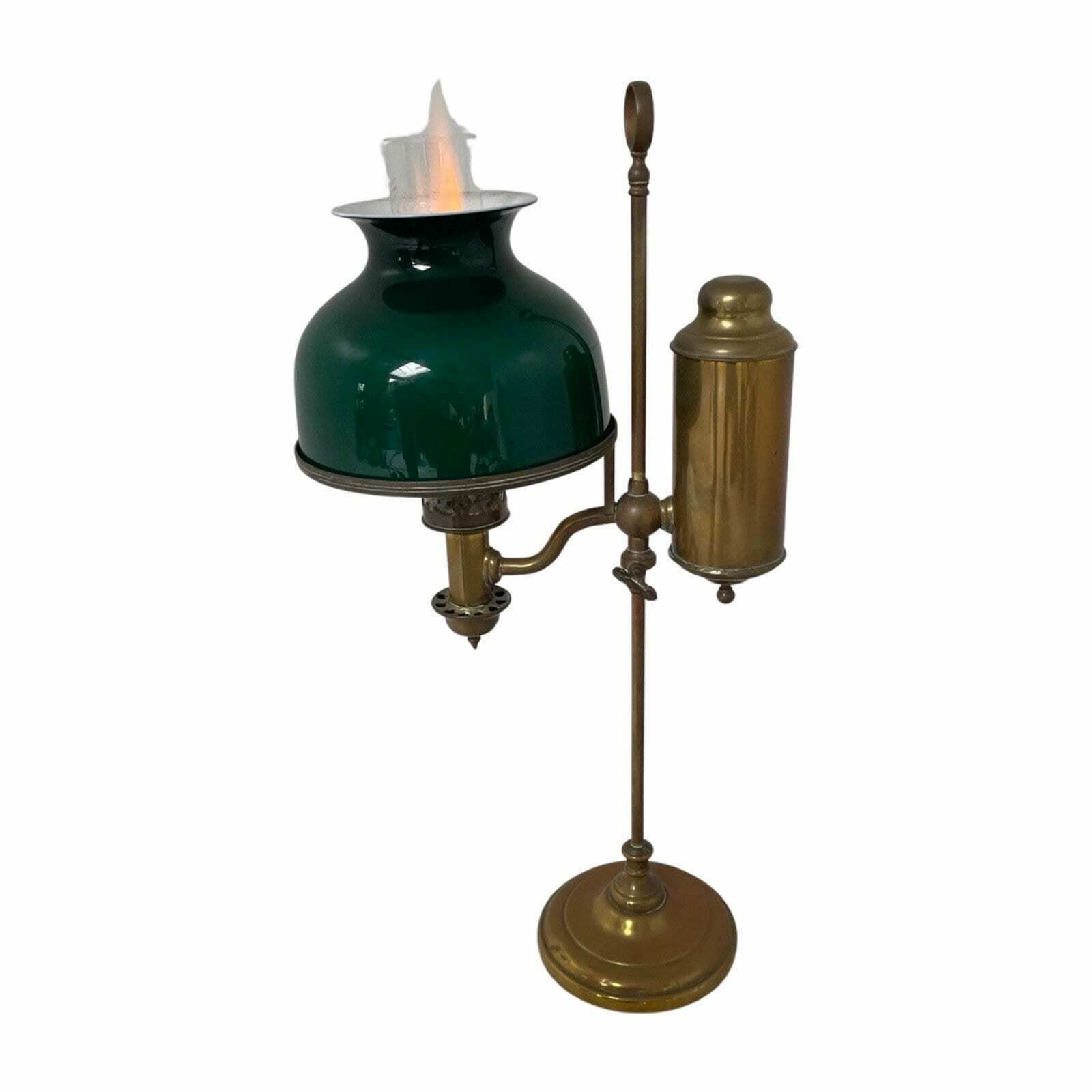 Art Nouveau   Brass With Glass   Table Oil Lamp   Working Condition   Germany, Ca. 1910 photo for sale