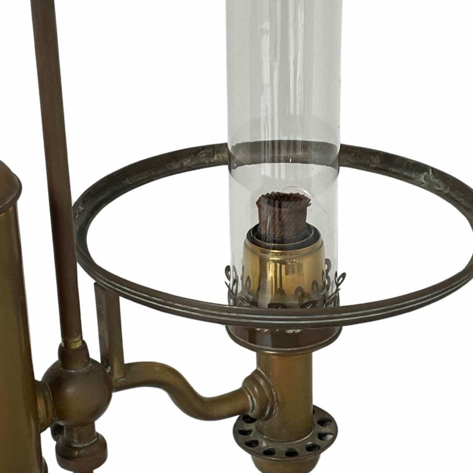 Art Nouveau   Brass With Glass   Table Oil Lamp   Working Condition   Germany, Ca. 1910 photo vintage
