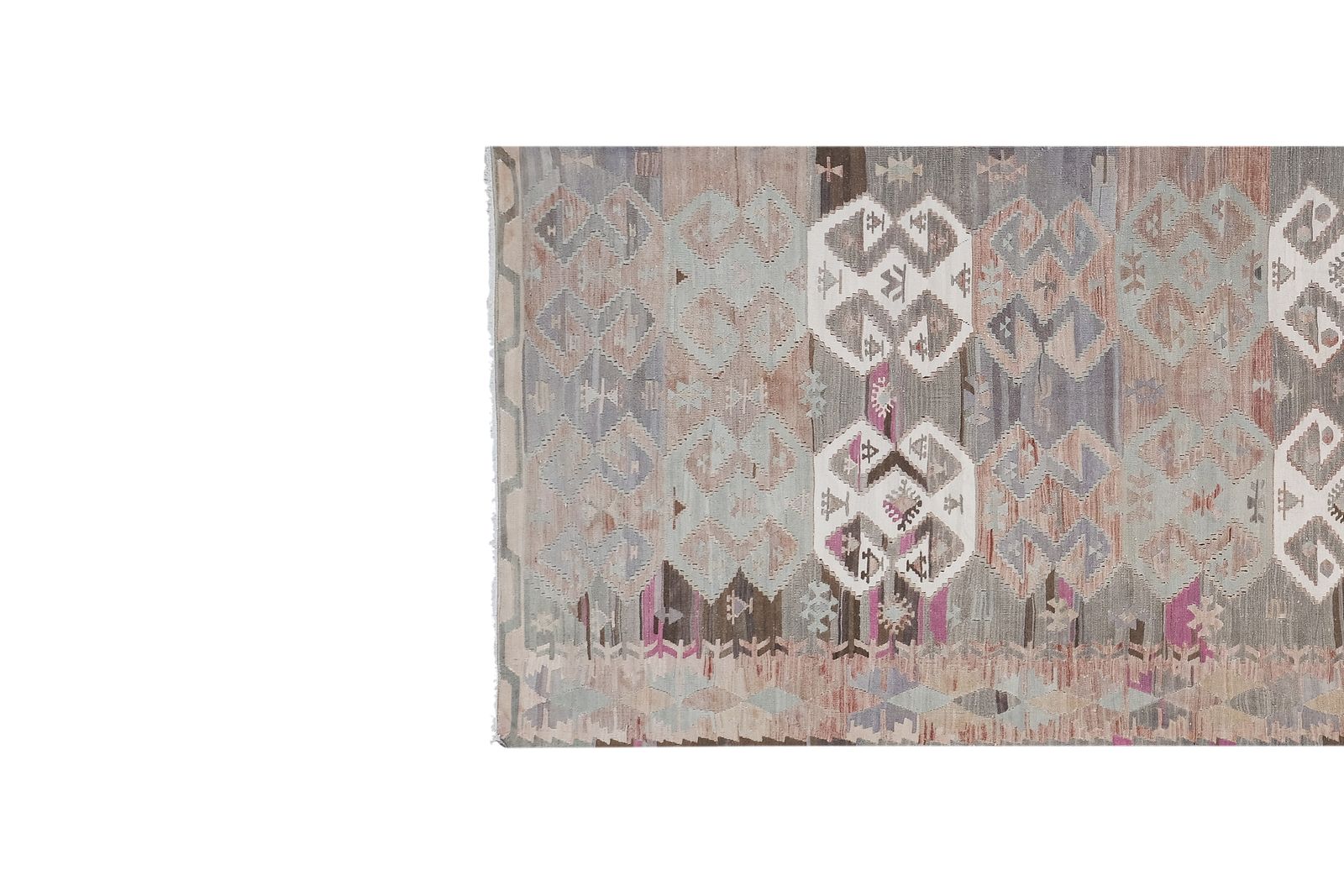 1960s Turkish Pastel Foyer Kilim Runner 4'8'' X 13'9'' photo for sale