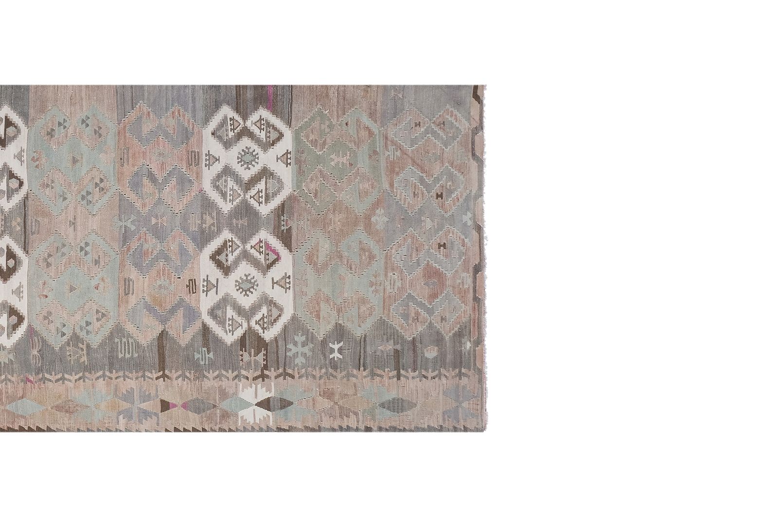 1960s Turkish Pastel Foyer Kilim Runner 4'8'' X 13'9'' photo Textiles