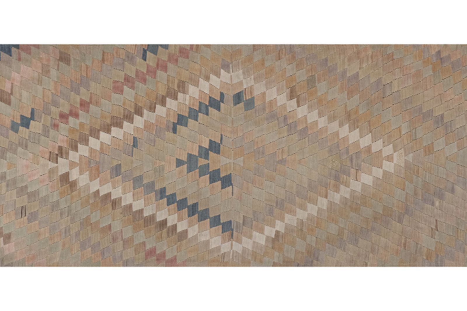 Turkish Geometric Kilim Rug 4'5'' X 12'3'' photo 900.0