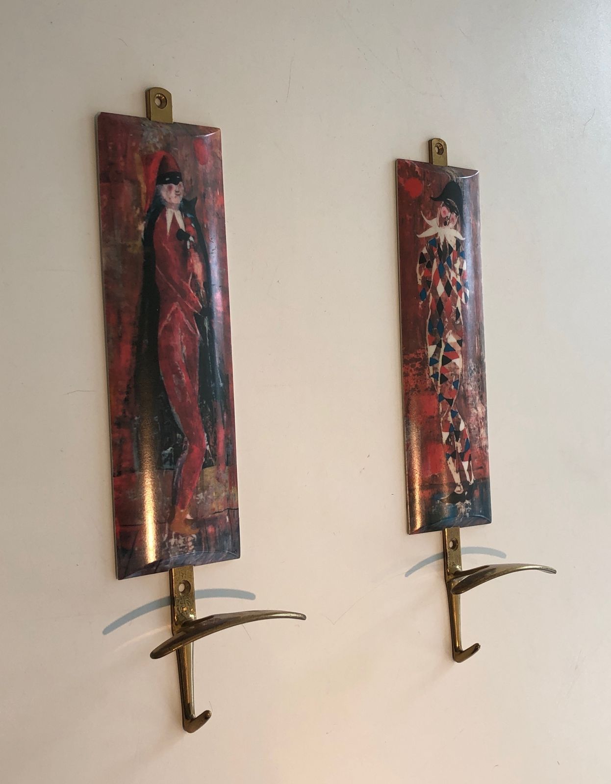 Furniture Pair Of Coat Hooks Representative Characters From Comedia Del Arte In The Taste Of Piero Fornasseti photo
