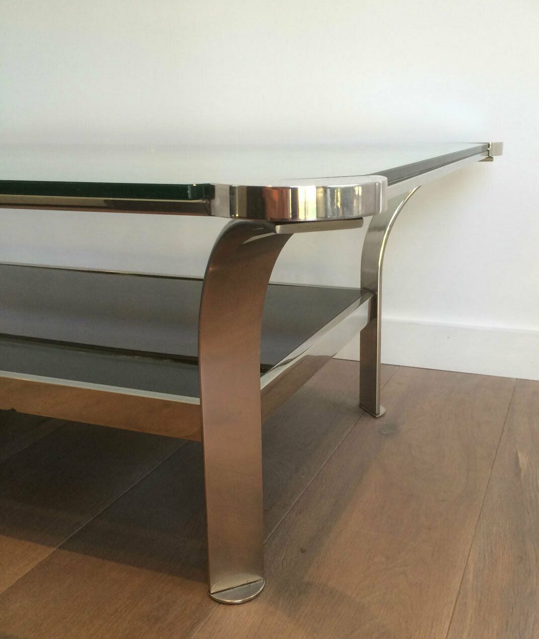 Important Designer Coffee Table In Chrome And Glass Trays photo buy
