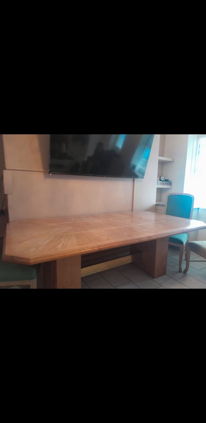Mid Century Oak Ped Base Dining Table W/ Brass Trim Sgnd Jean Claude Mahey photo furniture