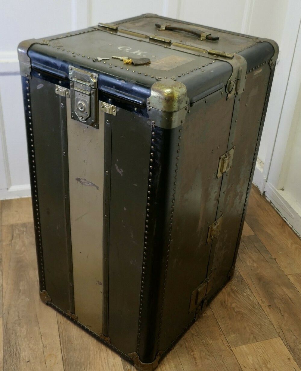 Art Deco Steamer Trunk Or Cabin Wardrobe By Hartman Luggage Co. photo for sale