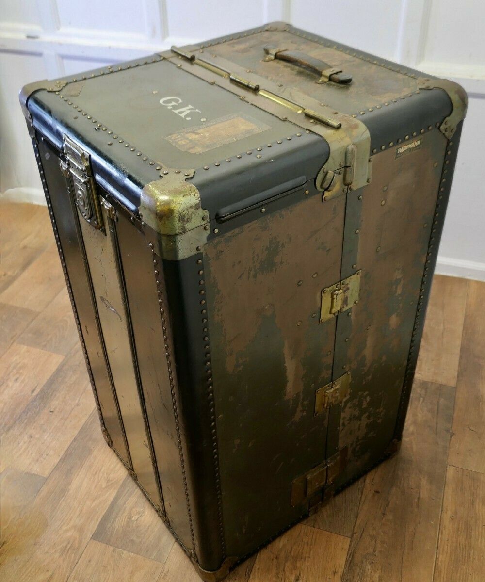 Art Deco Steamer Trunk Or Cabin Wardrobe By Hartman Luggage Co. photo vintage