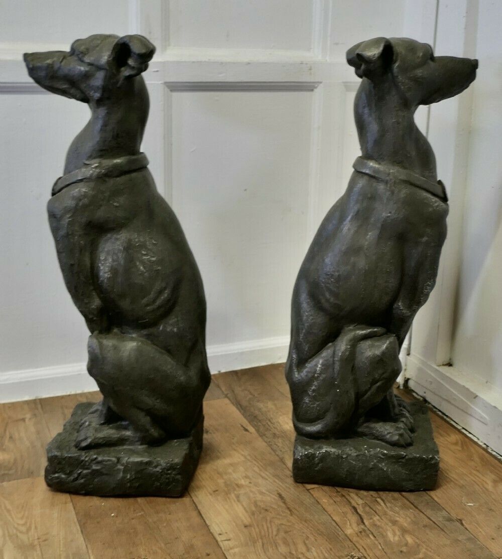 Pair Of Large Sculptured Greyhound Dogs photo for sale