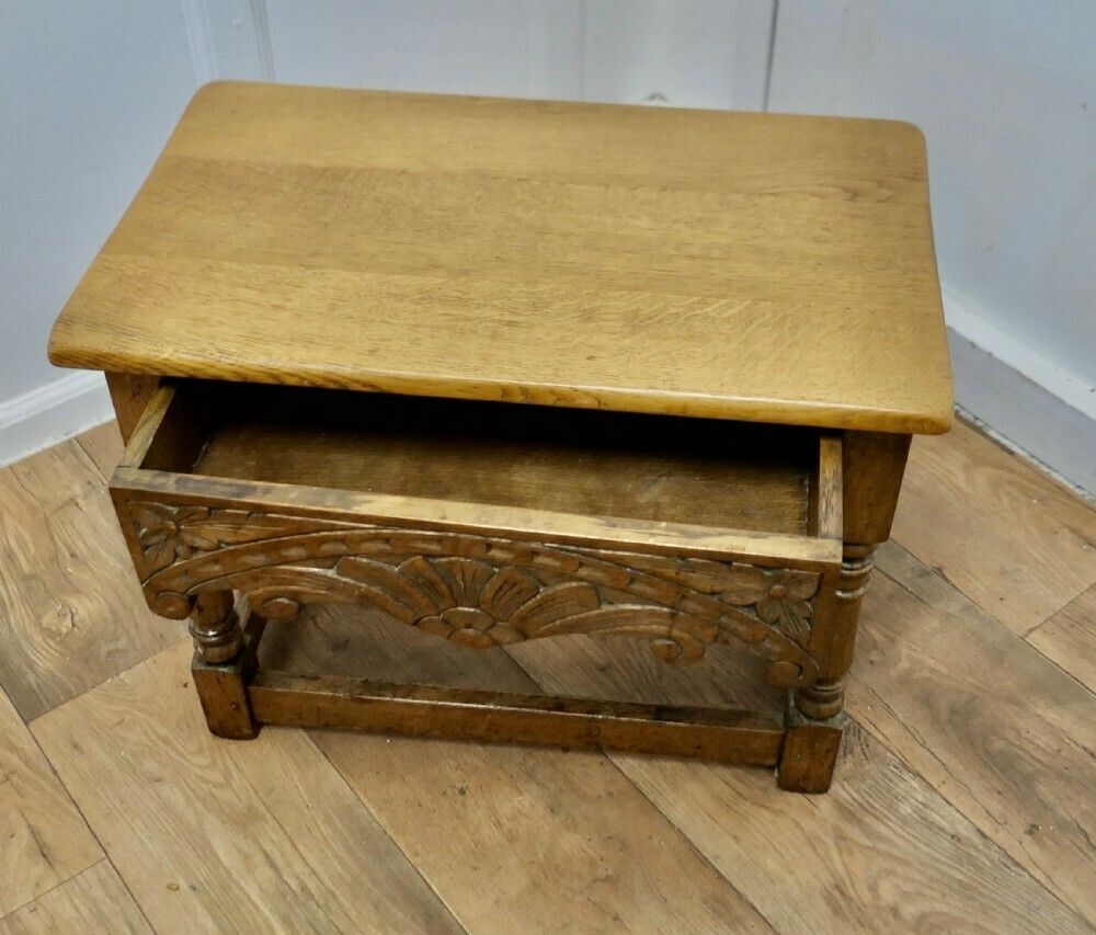 Arts And Crafts Oak Joint Stool, Occasional Table With Drawer photo Furniture
