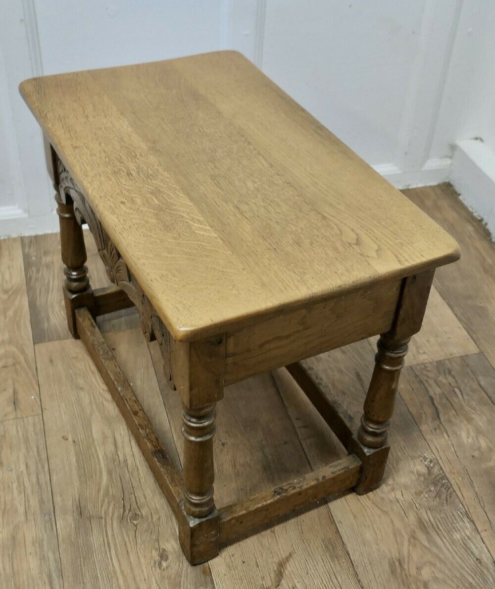 Arts And Crafts Oak Joint Stool, Occasional Table With Drawer photo 360.0