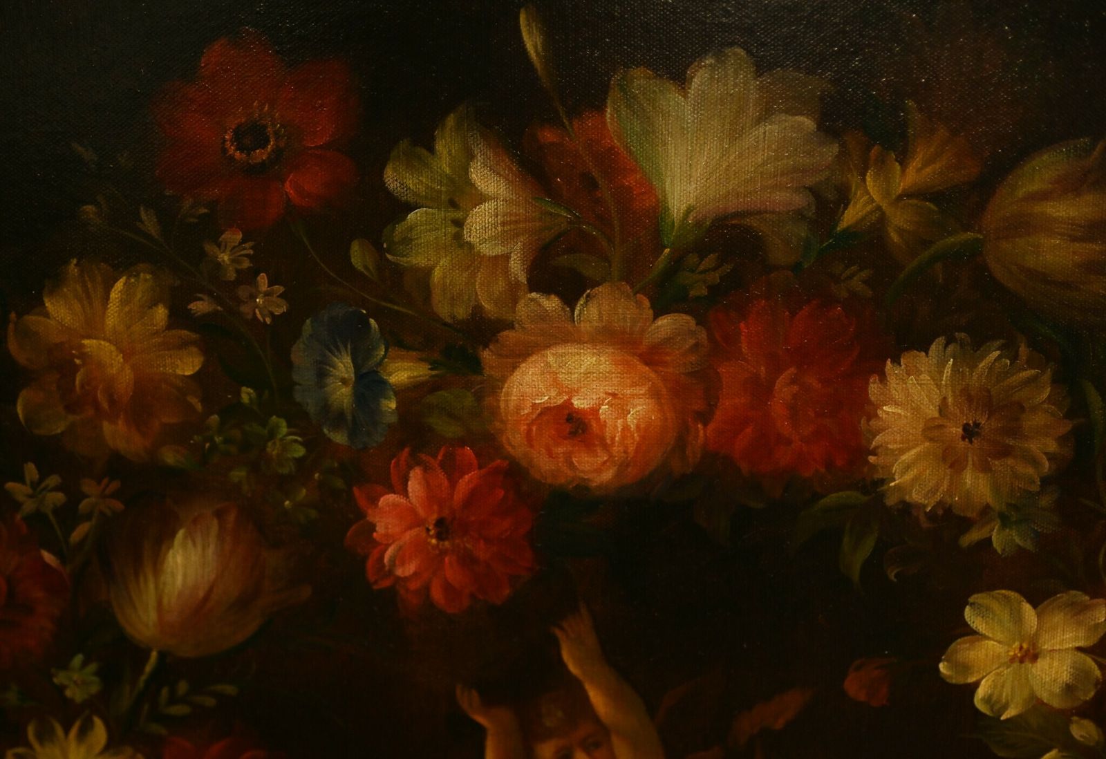 Regency Oil Painting Cherub Floral Potrait Putti Trio Signed photo buy