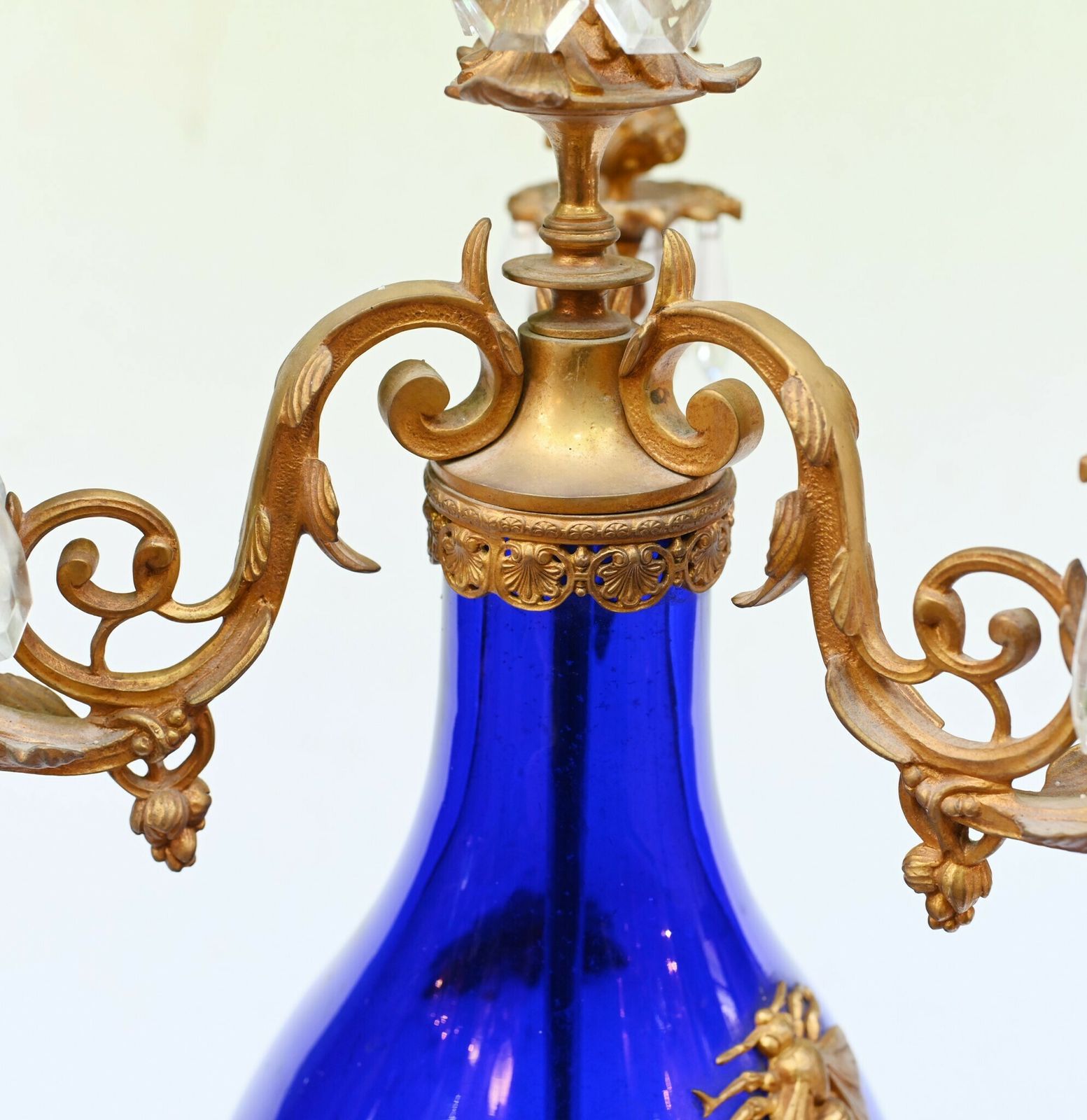 Pair French Glass Candelabras Gilt Mounts Empire 1870 photo buy