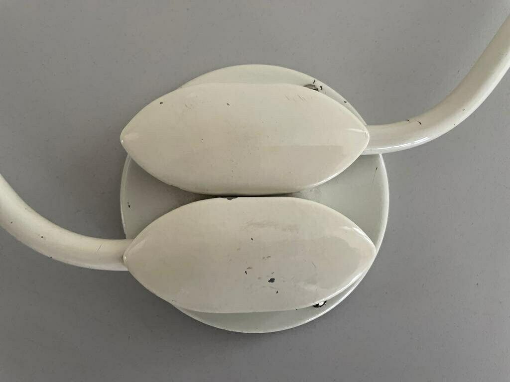 photo for sale Italian Yellow White Metal Twin Shade Large Single Sconce, 1950s, Italy