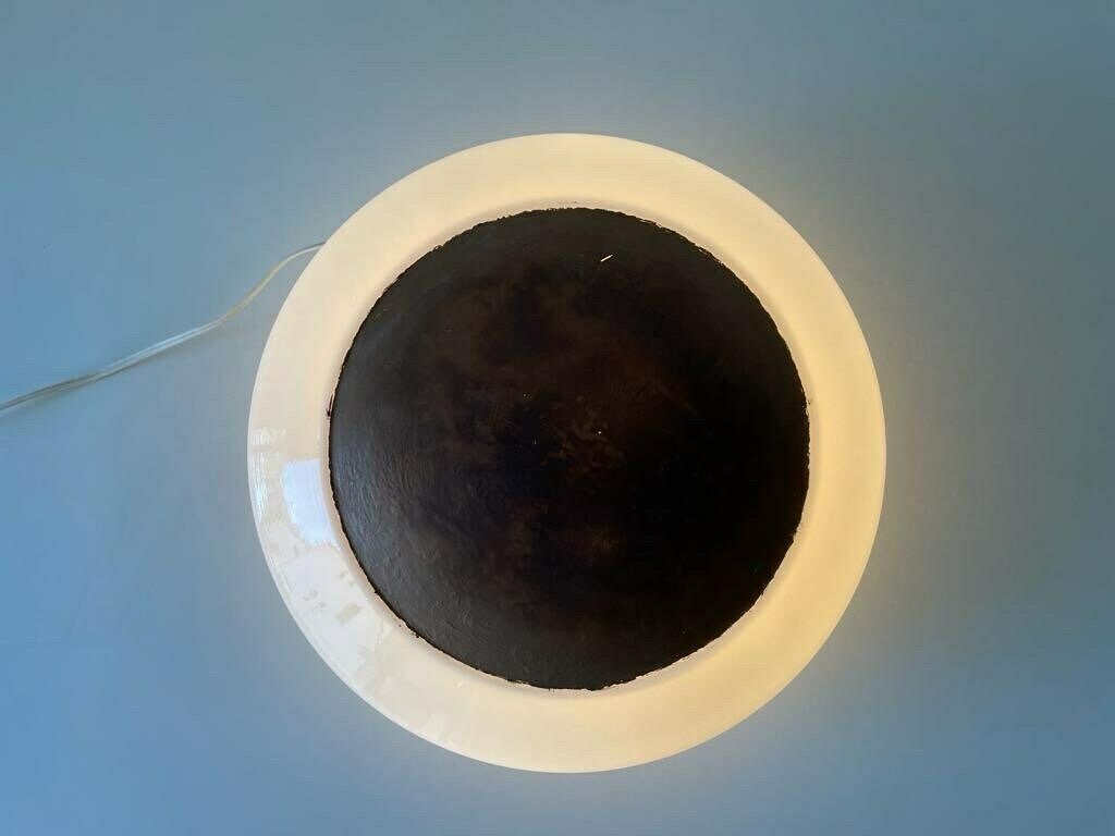 photo furniture Mushroom White Glass Flush Mount Ceiling Or Wall Lamp With Copper Paint Detail By Peill Putzler, 1960s, Germany