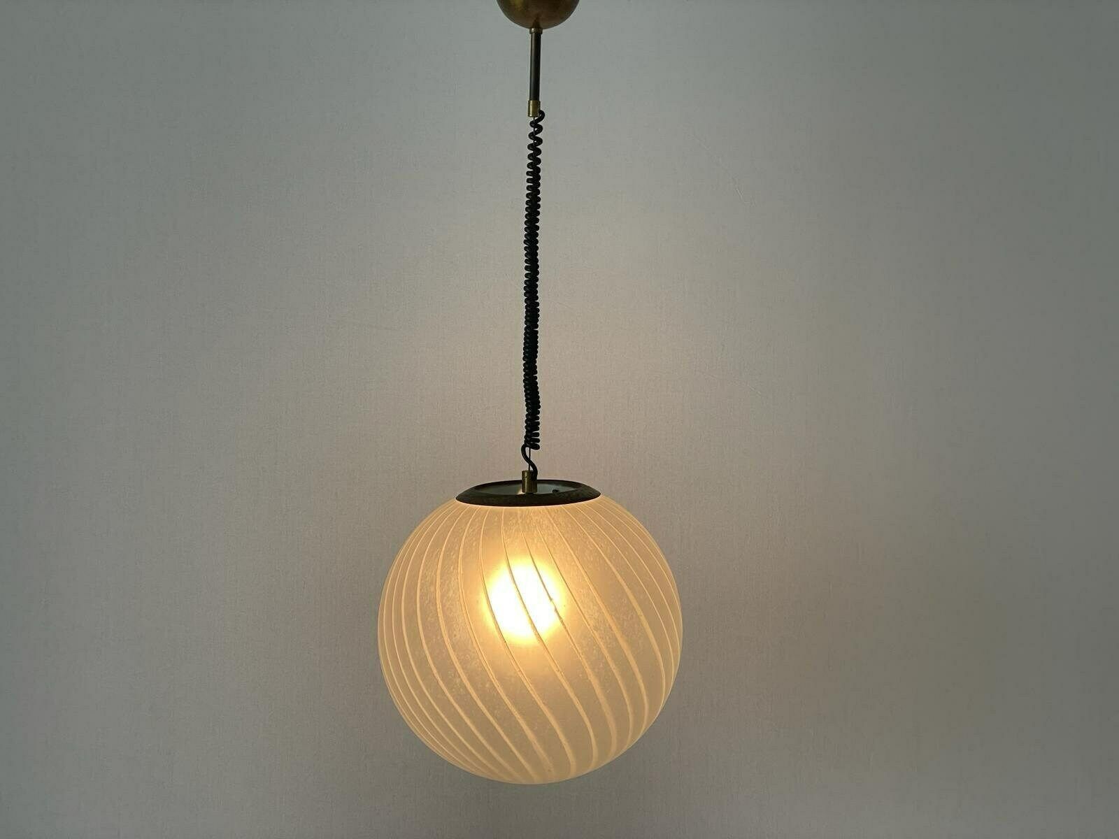 Italian Swirl Ball Glass Pendant Lamp, 1960s, Italy photo for sale