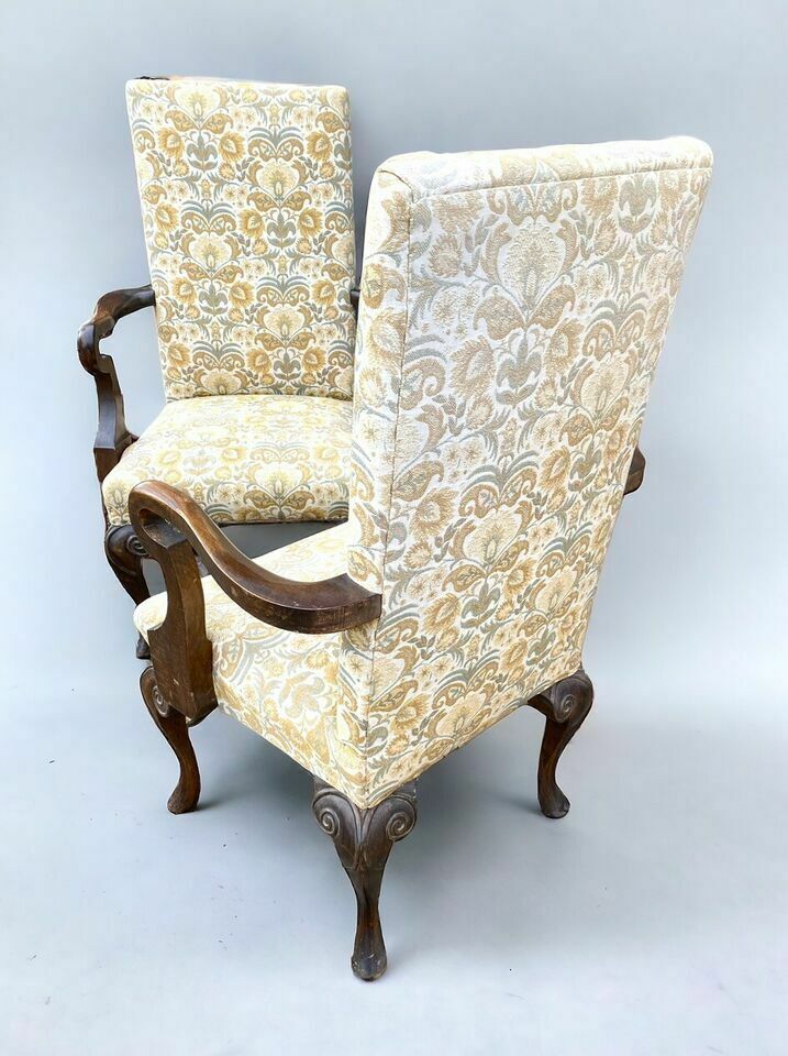 Pair Of Vintage Early C20th Upholstered Mahogany Armchairs photo furniture