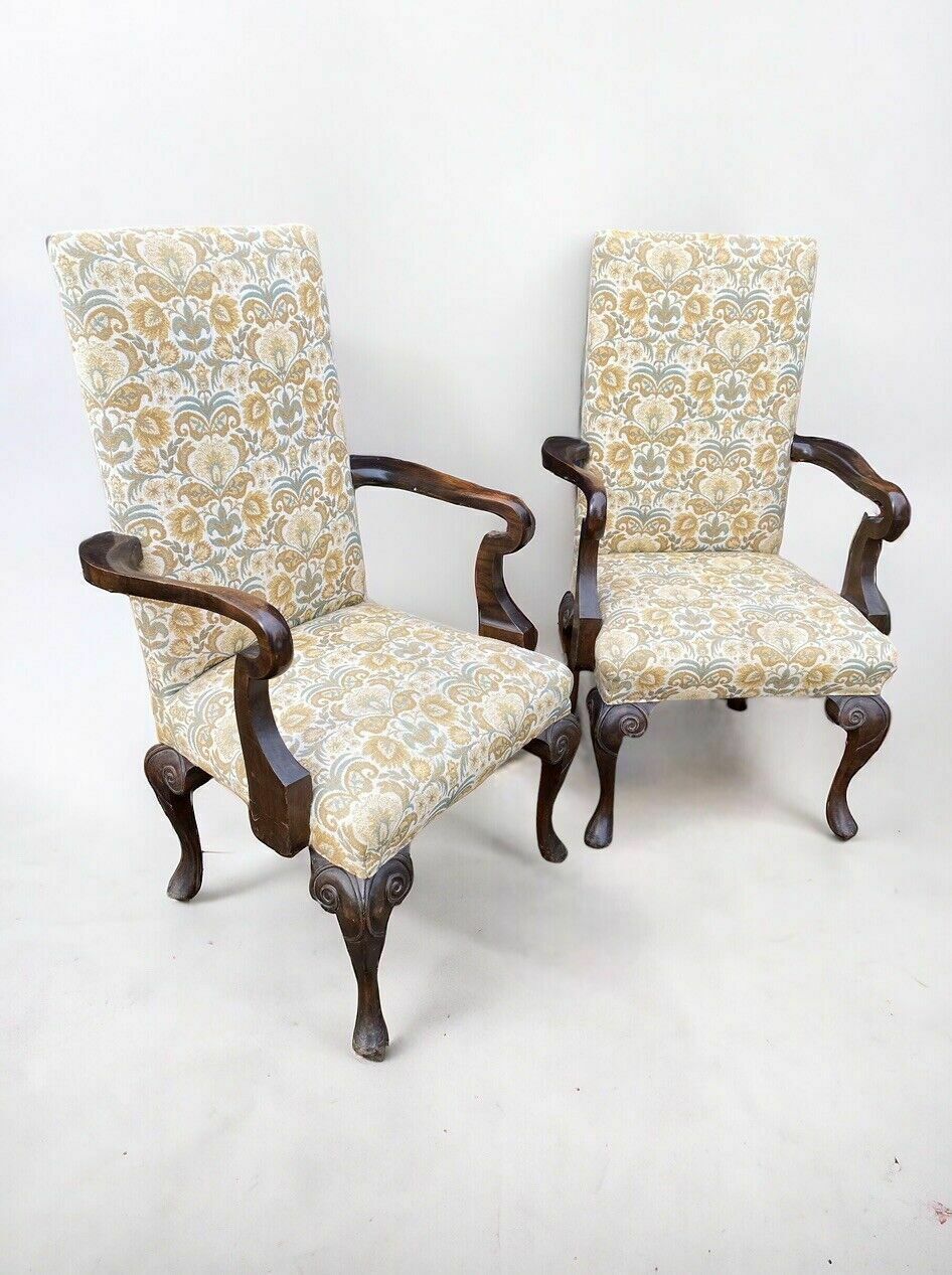 Pair Of Vintage Early C20th Upholstered Mahogany Armchairs photo buy