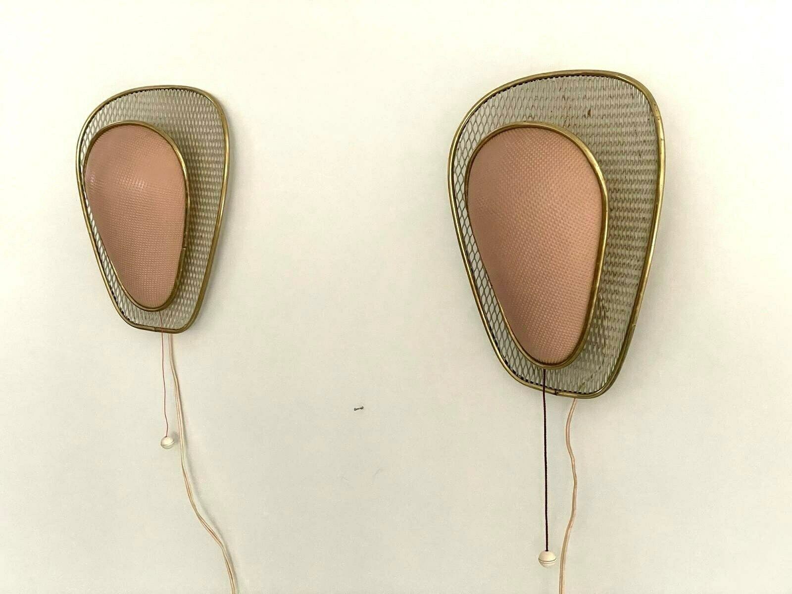 Beautiful Pink Plastic And Gold Metal Pair Of Sconces By Erco, 1950s, Germany