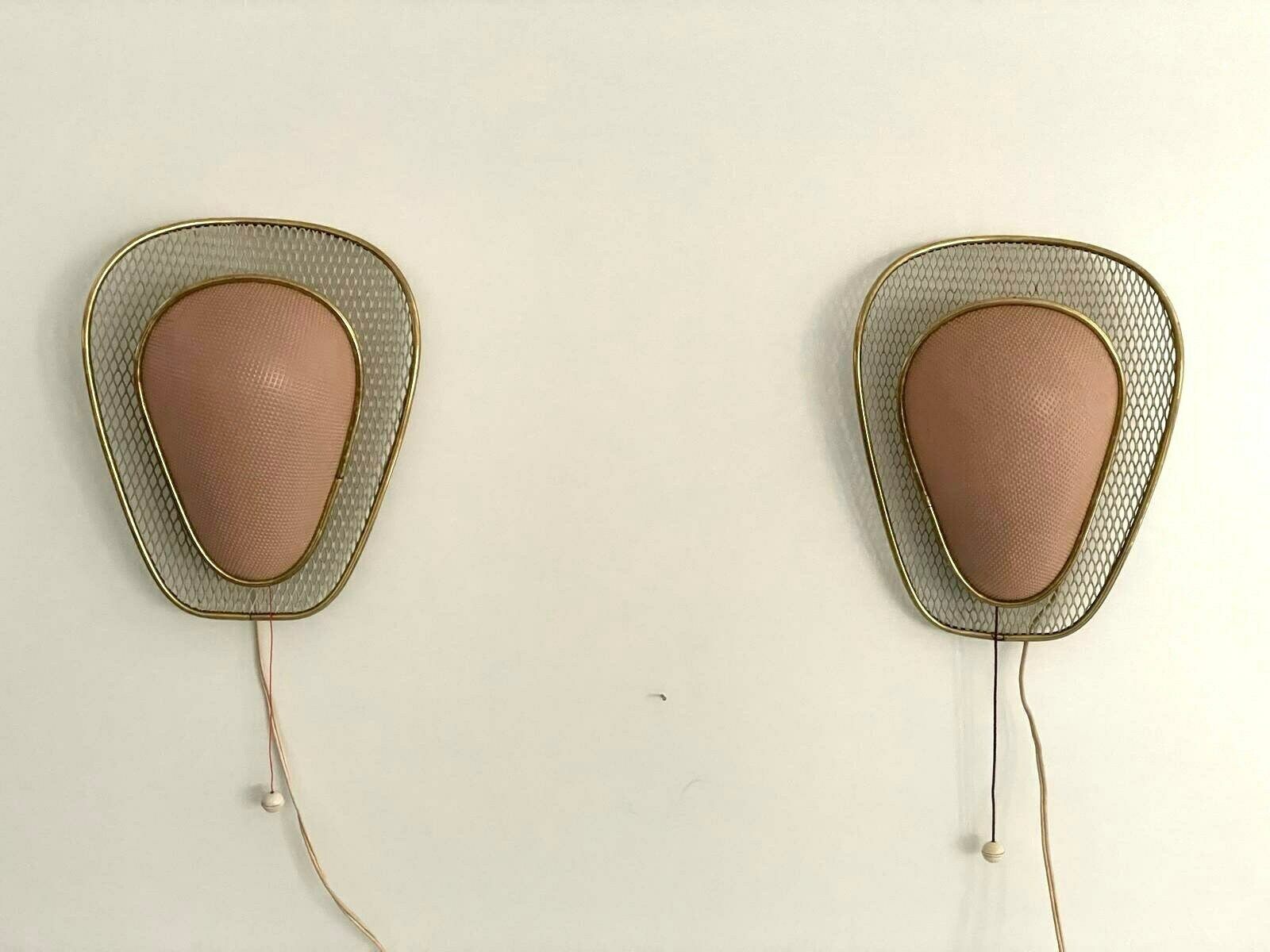 Beautiful Pink Plastic And Gold Metal Pair Of Sconces By Erco, 1950s, Germany photo 999.0