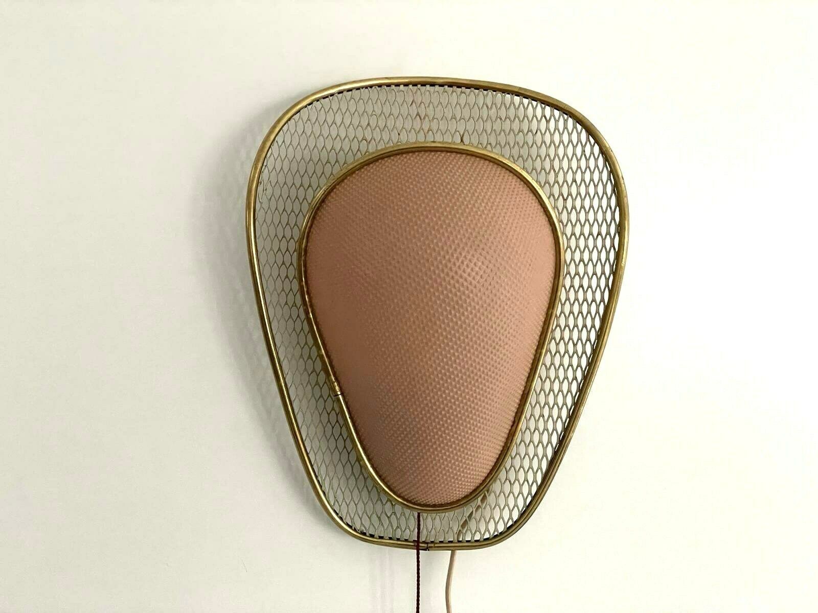 Beautiful Pink Plastic And Gold Metal Pair Of Sconces By Erco, 1950s, Germany photo vintage