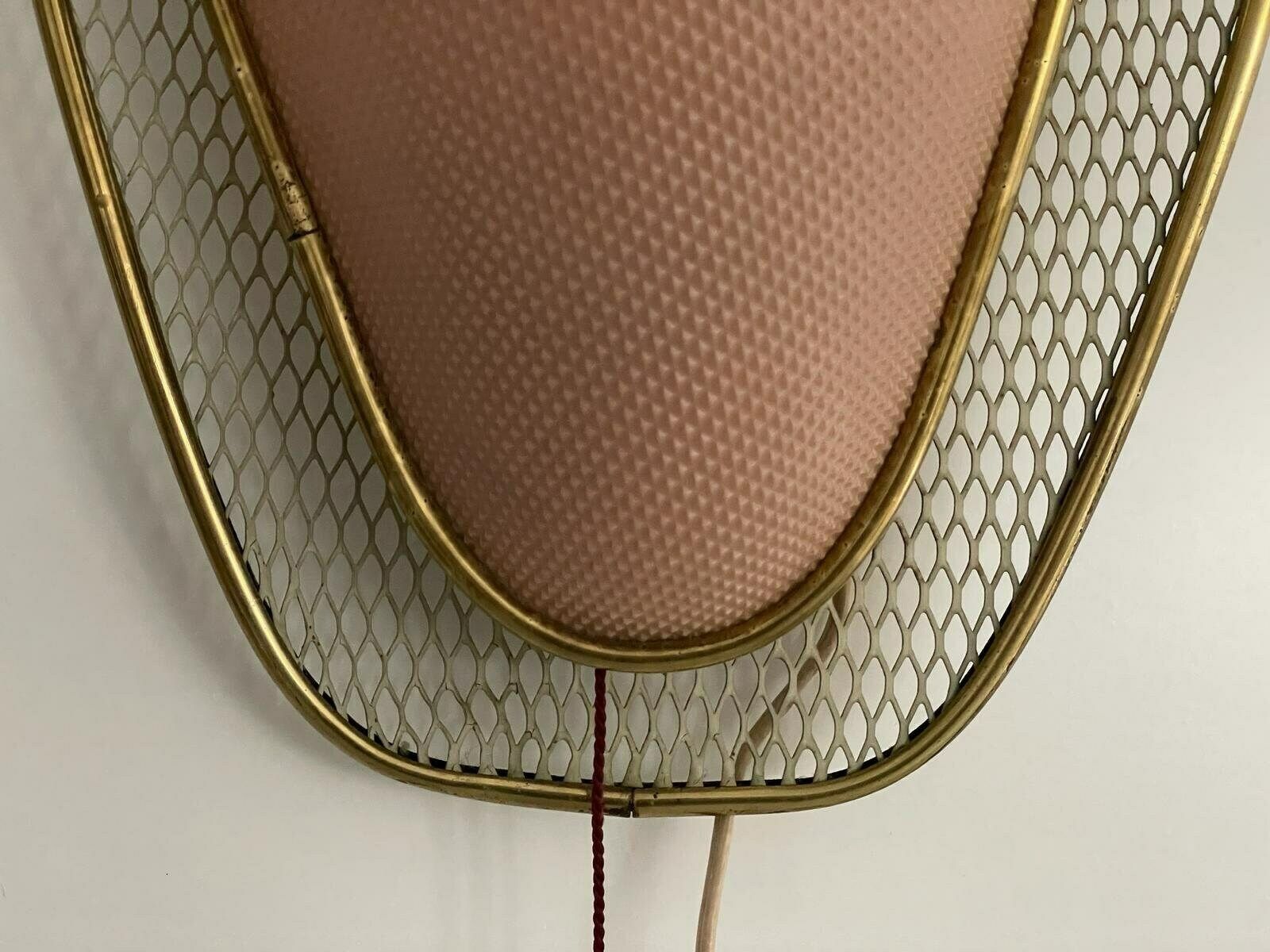 photo for sale Beautiful Pink Plastic And Gold Metal Pair Of Sconces By Erco, 1950s, Germany