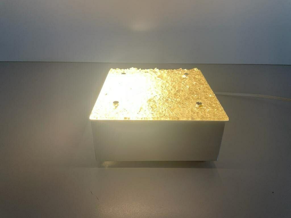 Crystal Glass And Metalic Grey Body Square Design Small Flush Mount Ceiling Lamp, 1960s, Germany photo furniture