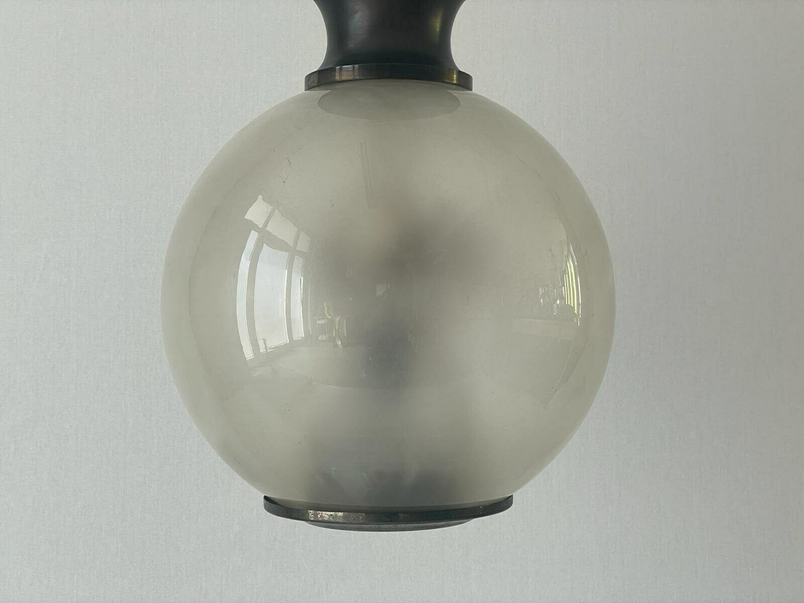 Exceptional Italian Design Smoked Ball Glass Large Pendant Lamp, Italy, 60s photo buy