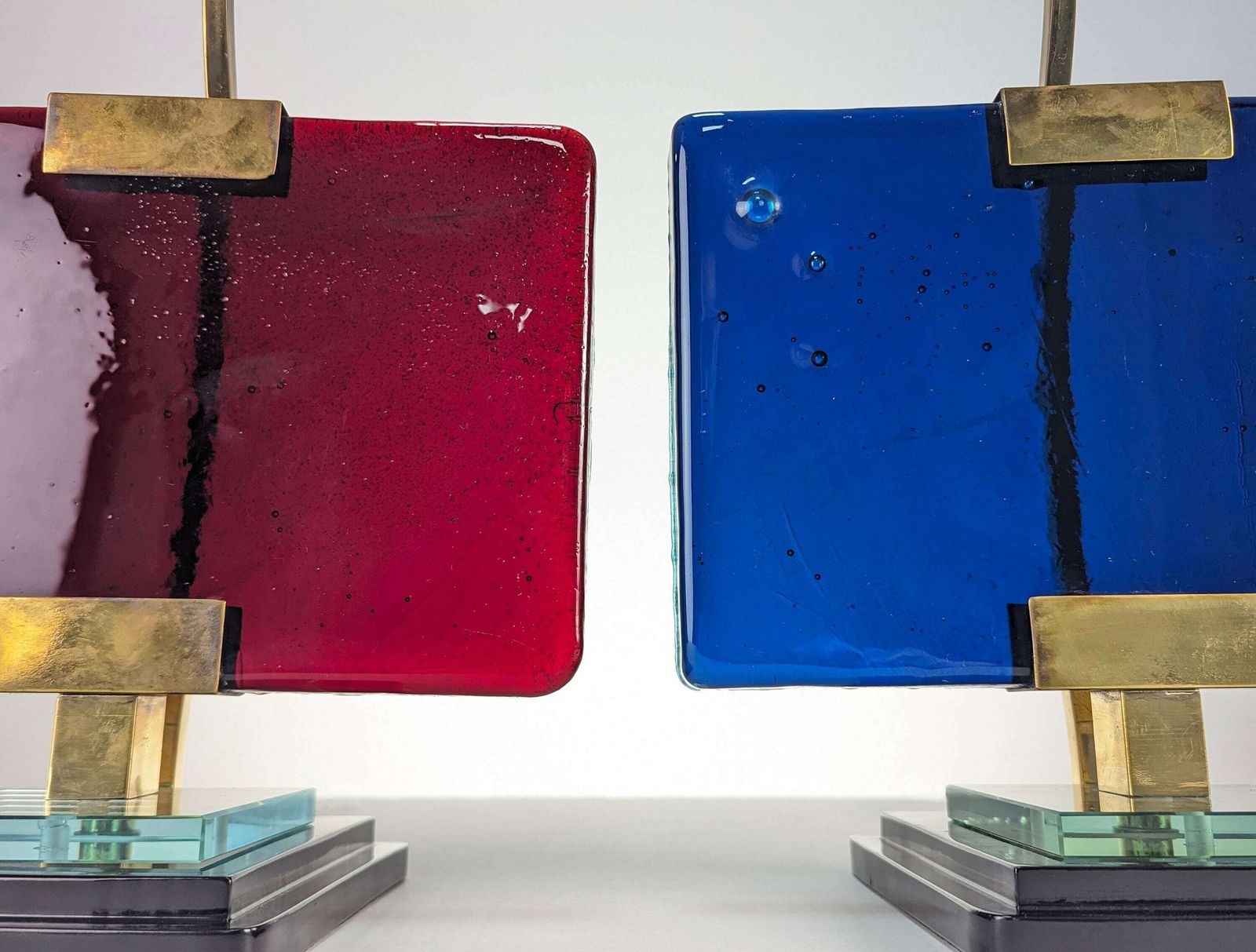 Pair Of Lamps By Pietro Chiesa For Fontana Arte In Glass And Brass photo furniture