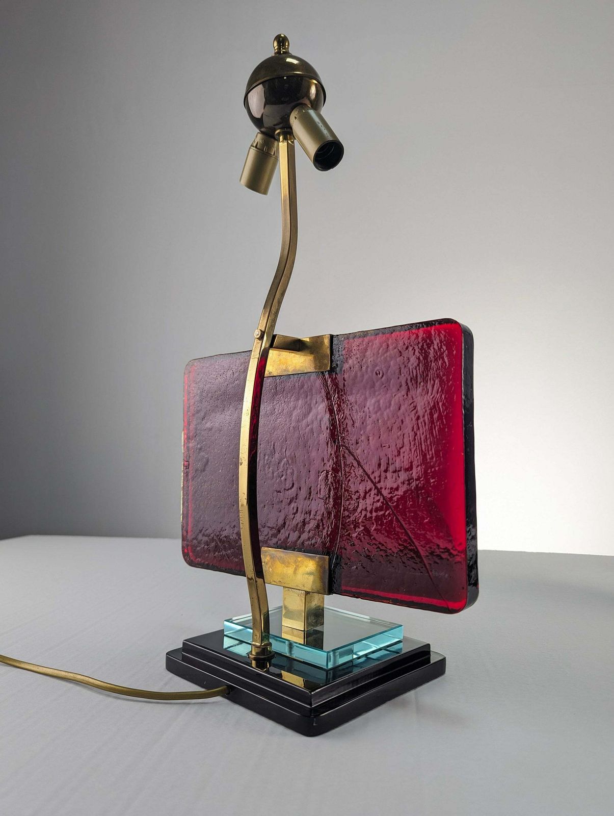 Pair Of Lamps By Pietro Chiesa For Fontana Arte In Glass And Brass photo 3450.0