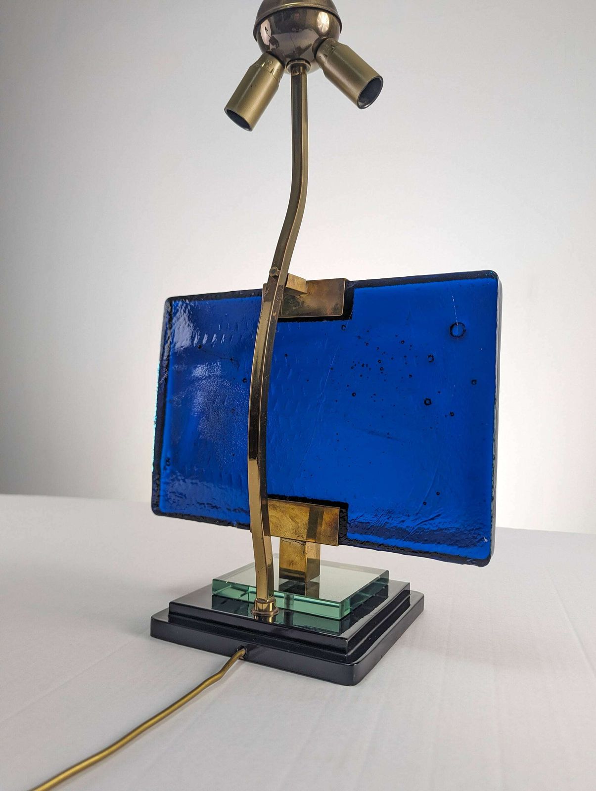Pair Of Lamps By Pietro Chiesa For Fontana Arte In Glass And Brass photo buy