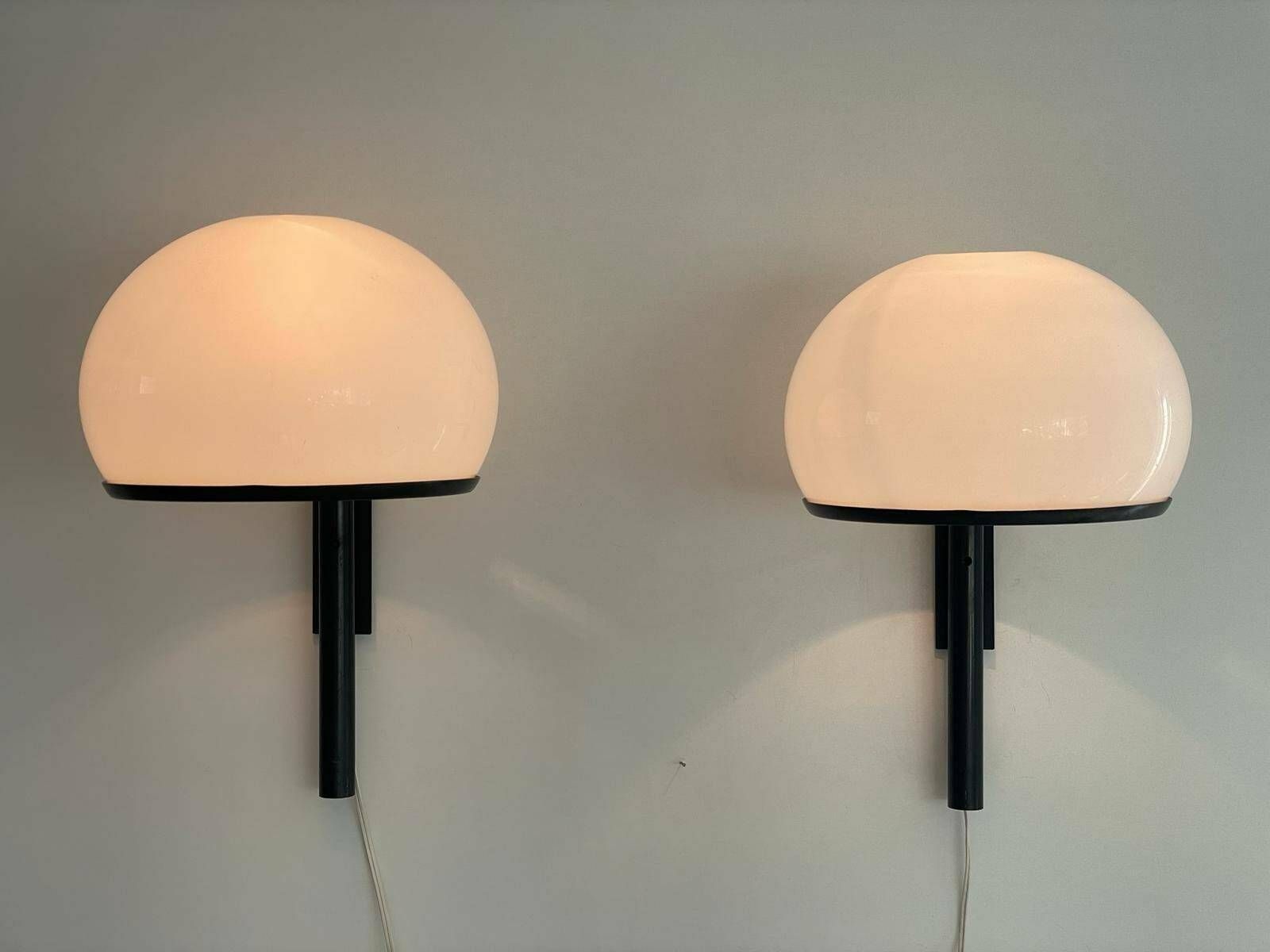 Wonderful White Acrylic Pair Of "Large" Sconces By Arteluce, Italy, 1960s