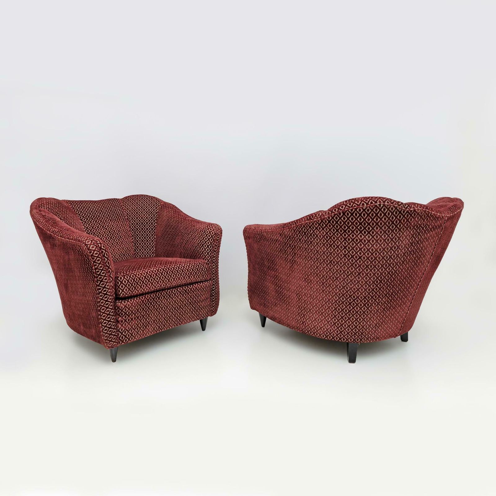 Pair Of Gio Ponti Mid Century Modern Velvet Armchairs For Casa E Giardino, 1950s photo Furniture