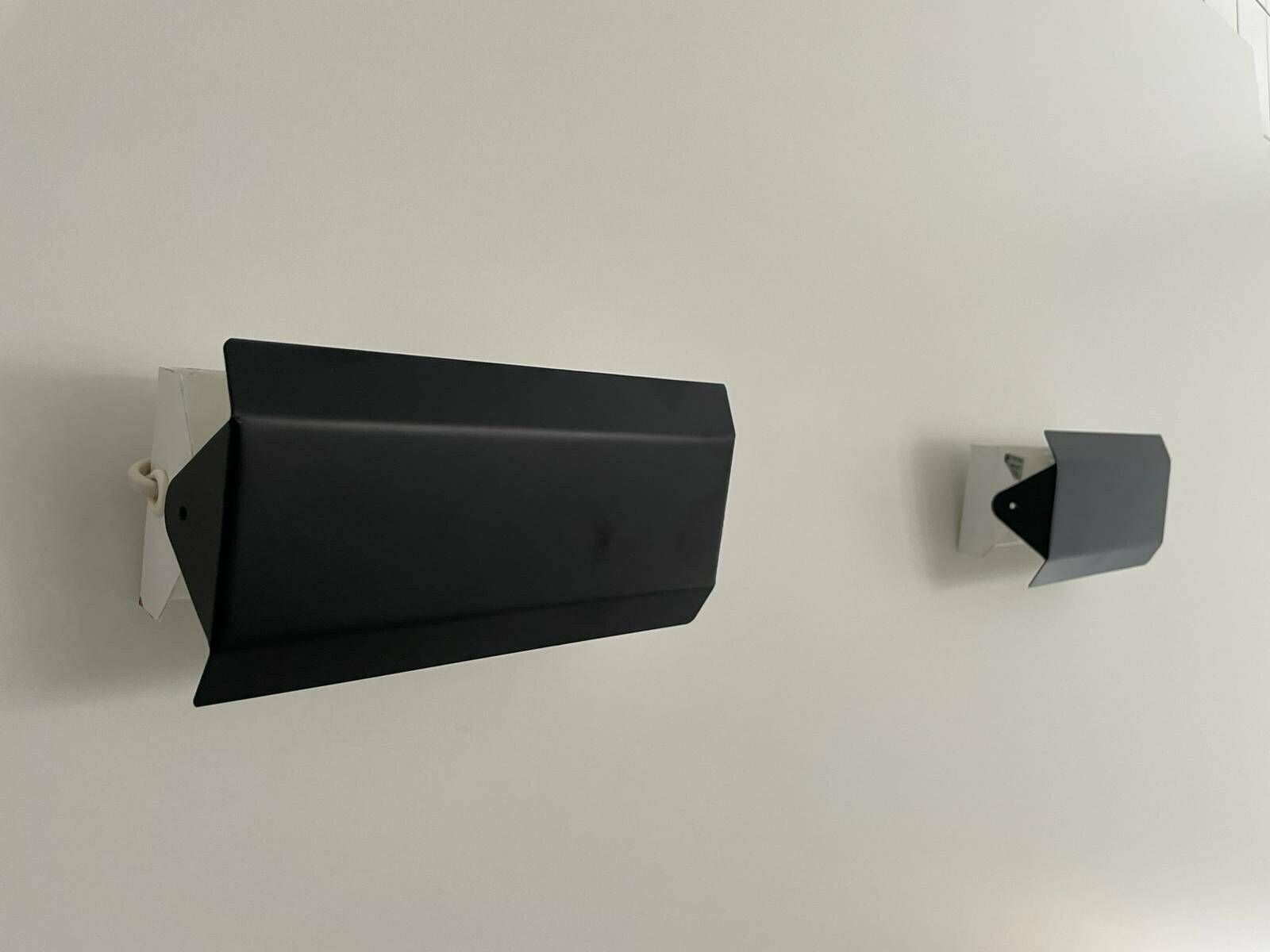 Mid Century Modern Black And White Metal Pair Of Sconces By Horn Leuchten, Adjustable Reflectors, Stilnovo Era, 1950s, Germany
