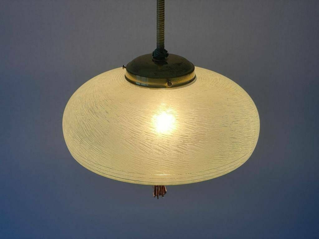 photo for sale Green Glass Art Deco Style Ceiling Lamp, 1940s, Germany
