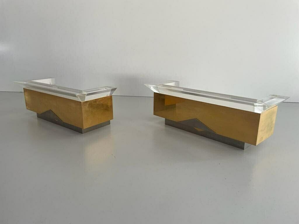 Gold Metal Halogen Sconces By Vereinigte Werkstätten, 1950s, Germany