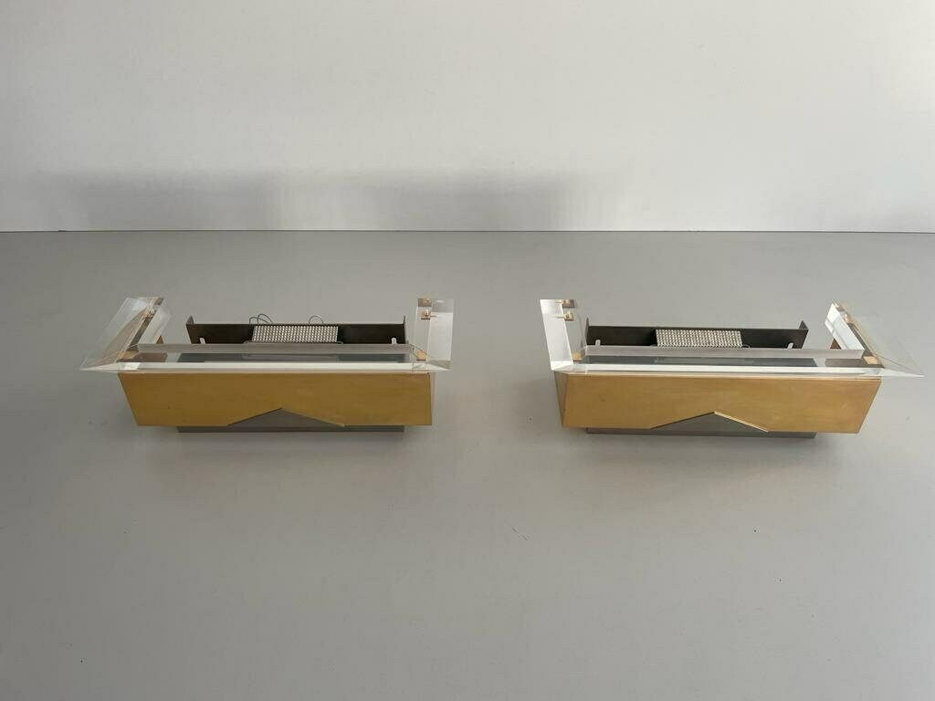 Gold Metal Halogen Sconces By Vereinigte Werkstätten, 1950s, Germany photo furniture