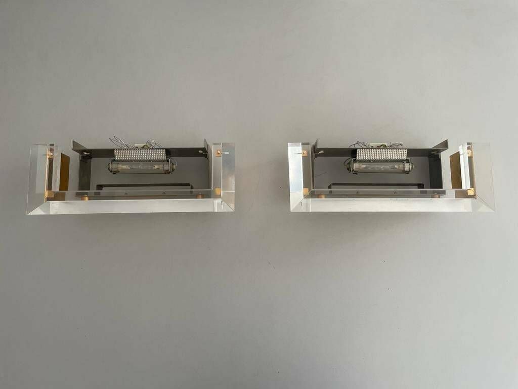 Gold Metal Halogen Sconces By Vereinigte Werkstätten, 1950s, Germany photo vintage