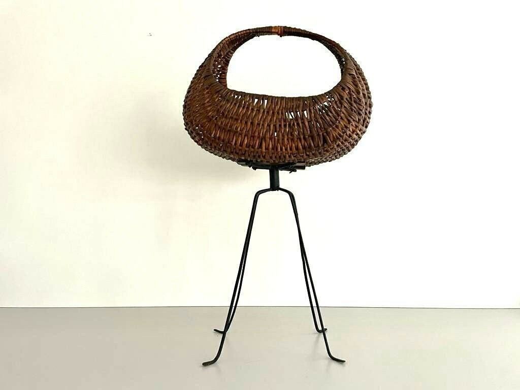 Italian Design Wicker Floor Basket, 1960s, Italy