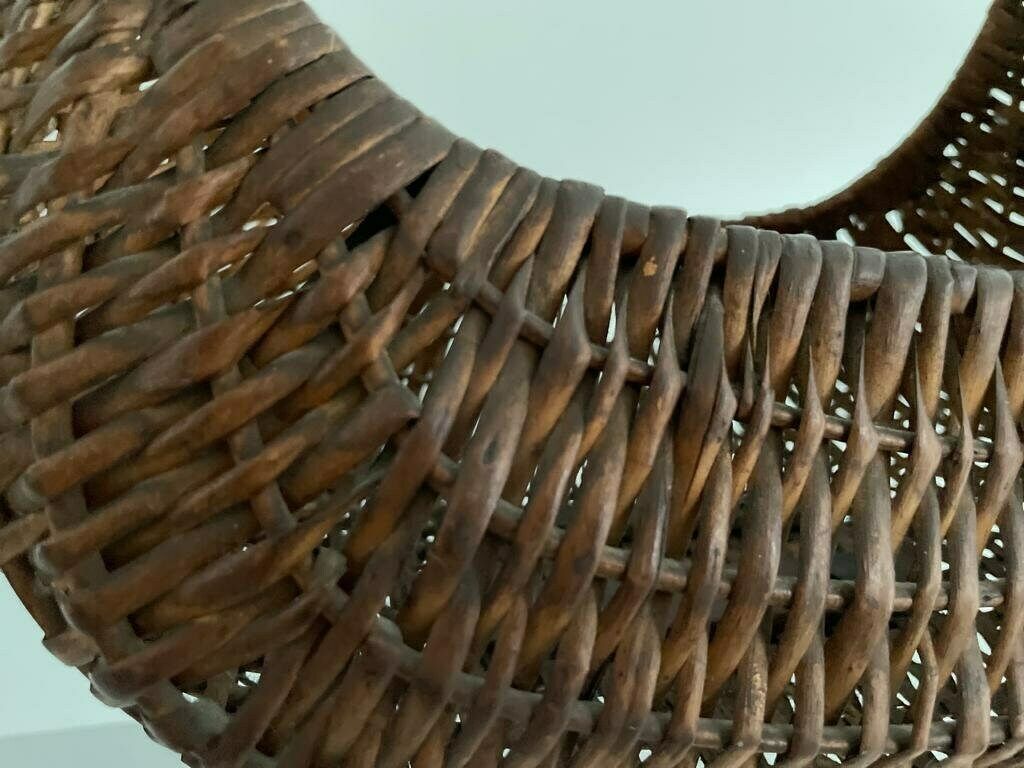 Italian Design Wicker Floor Basket, 1960s, Italy photo vintage