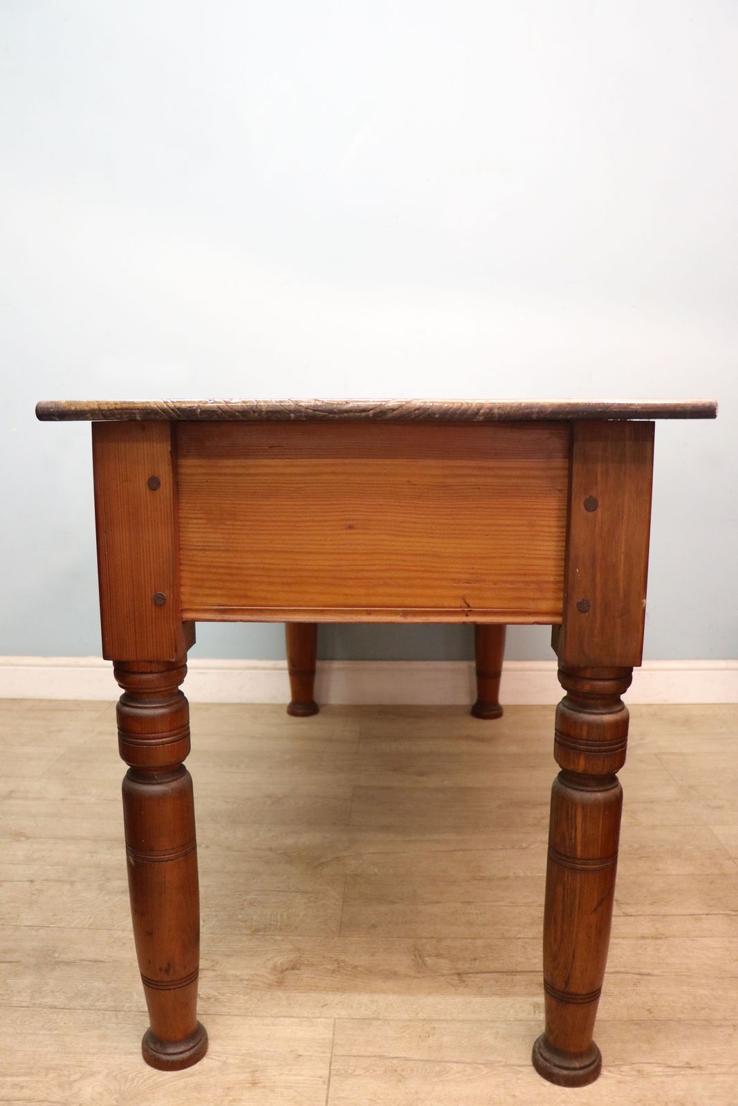 A Lovely Victorian Stained Pine And Elm Topped Table. photo furniture