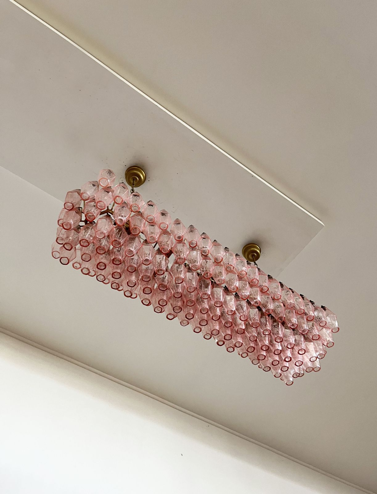 Elegant Murano Poliedri Chandelier   Carlo Scarpa   138 Pink Glasses photo vinterior