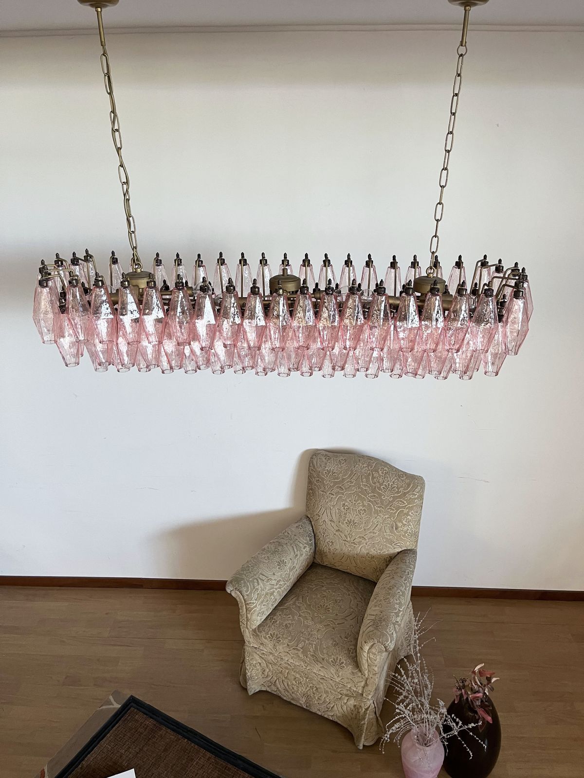 photo vinterior Elegant Murano Poliedri Chandelier   Carlo Scarpa   138 Pink Glasses