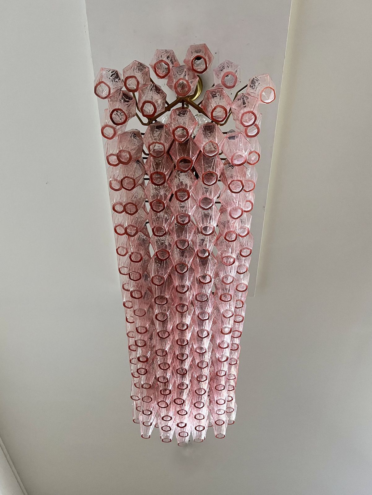 photo buy Elegant Murano Poliedri Chandelier   Carlo Scarpa   138 Pink Glasses