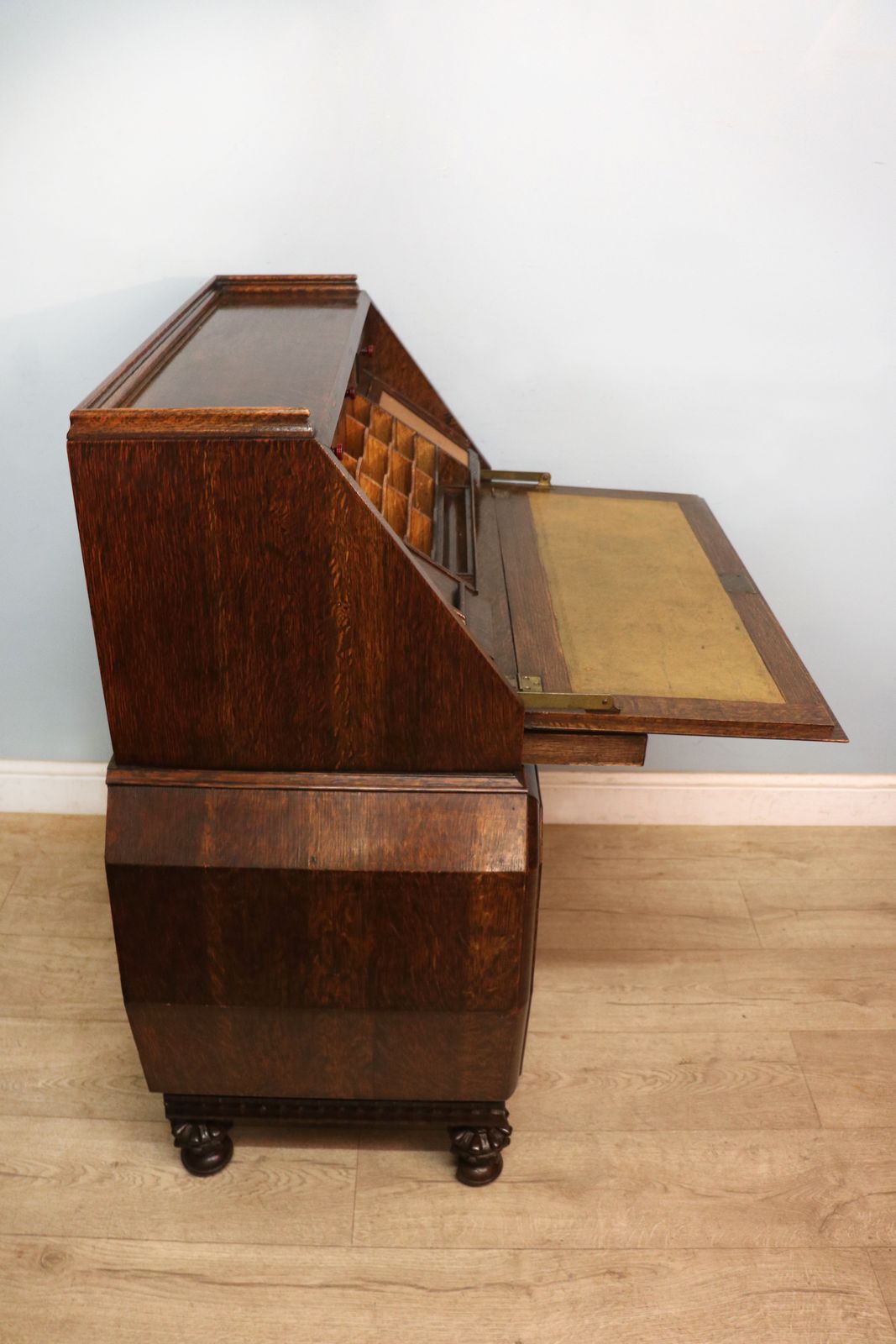 A Most Unusually Configured Oak Veneered Bureau. photo buy